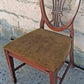 Vintage Antique Old Colonial Hepplewhite Style Shield Back SOLID Mahogany Wood Wooden Side Dining Accent Desk Chair Fabric Upholstered Seat