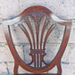 Vintage Antique Old Colonial Hepplewhite Style Shield Back SOLID Mahogany Wood Wooden Side Dining Accent Desk Chair Fabric Upholstered Seat