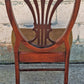 Vintage Antique Old Colonial Hepplewhite Style Shield Back SOLID Mahogany Wood Wooden Side Dining Accent Desk Chair Fabric Upholstered Seat