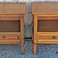 Pair Matching Vintage Mid Century Traditional Drexel Anniversary Solid Wood Oak Wooden Storage Bedroom Set Nightstands Bedside Cabinets