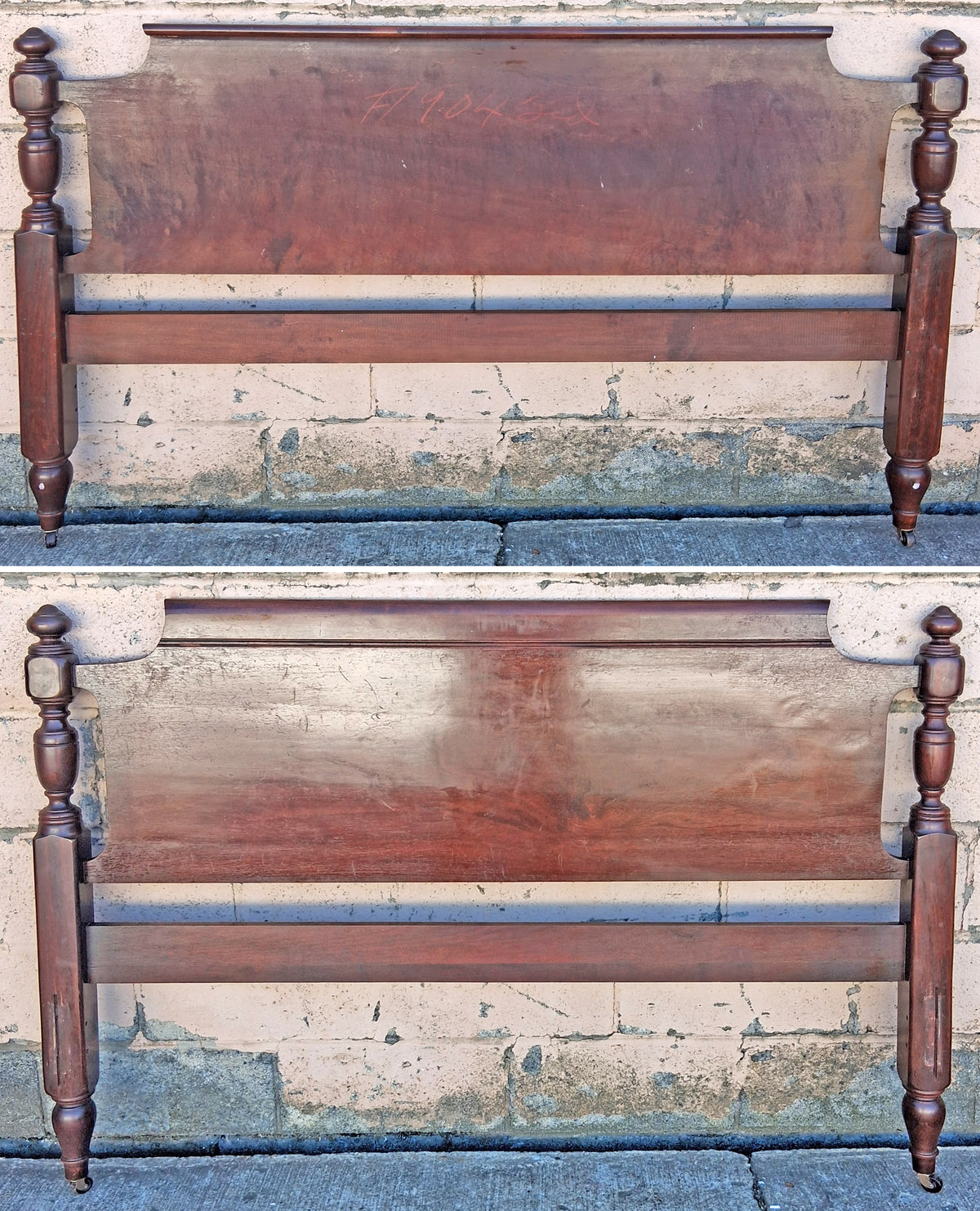 Antique Vintage Dixie Colonial Traditional Country Cottage Solid Mahogany Wood Wooden Full Size Head Foot Board Bedroom Bed Frame Set
