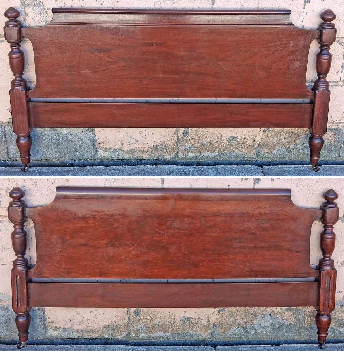 Antique Vintage Dixie Colonial Traditional Country Cottage Solid Mahogany Wood Wooden Full Size Head Foot Board Bedroom Bed Frame Set
