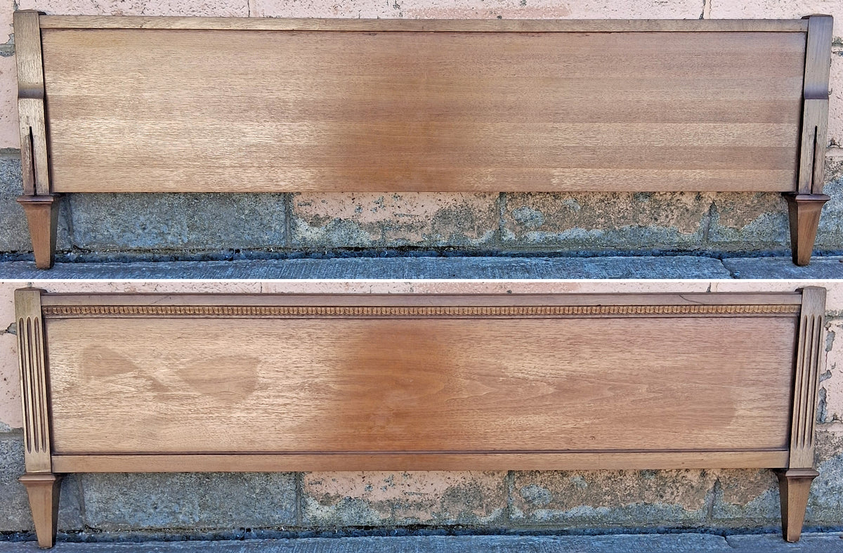 Vintage Antique Old Drexel Anniversary Mid Century Modern Solid Wood Wooden Full Size Head Foot Board Bedroom Complete Bed Frame Set