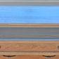 Vintage Antique Old Mid Century Modern Drexel Anniversary Solid Wood Wooden Oak Triple Dresser Credenza Cabinet Chest Mirror Bedroom Vanity