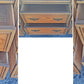 Vintage Antique Old Mid Century Modern Drexel Anniversary Solid Wood Wooden Oak Triple Dresser Credenza Cabinet Chest Mirror Bedroom Vanity