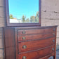Antique Vintage Old Colonial Federal Dixie Solid Mahogany Wooden Bowed Curved Bow Front Dresser Credenza Cabinet Chest Mirror Bedroom Vanity