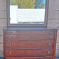 Antique Vintage Old Colonial Federal Dixie Solid Mahogany Wooden Bowed Curved Bow Front Dresser Credenza Cabinet Chest Mirror Bedroom Vanity