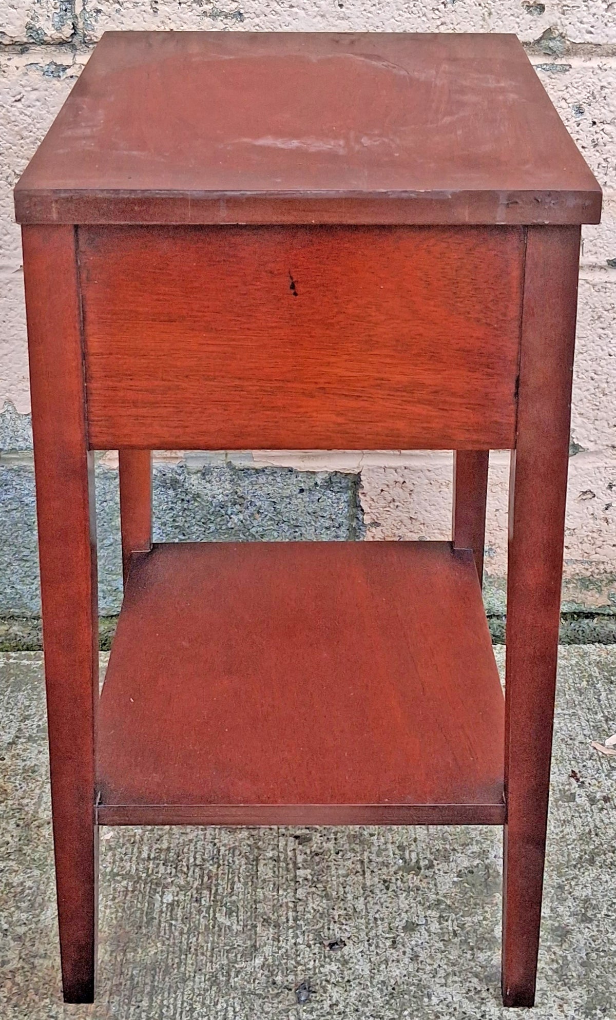 Antique Vintage Old Reclaimed Salvaged Colonial Traditional Solid Mahogany Wood Wooden Side End Accent Table Nightstand Bedside Cabinet