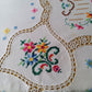 Vintage Elegant Tablecloth Crochet Lace Embroidered Cross Stitch Floral Beige Linen Medallion Rectangle Dining Table Cover 64” W x 94“ L