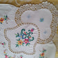 Vintage Elegant Tablecloth Crochet Lace Embroidered Cross Stitch Floral Beige Linen Medallion Rectangle Dining Table Cover 64” W x 94“ L