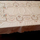 Vintage Elegant Tablecloth Crochet Lace Embroidered Cross Stitch Floral Beige Linen Medallion Rectangle Dining Table Cover 64” W x 94“ L