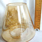 Vintage Decorative Jar Candle Shade Iridescence Tinted Glass Floral Etched Design Tea Light Opened Globe Candle Shade