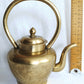 Vintage Solid Brass Small Teapot Lidded Kettle with Handle Etched Floral Design Gooseneck Spout Pot Farmhouse Cottage Kitchen Home Decorative Retro Teapot