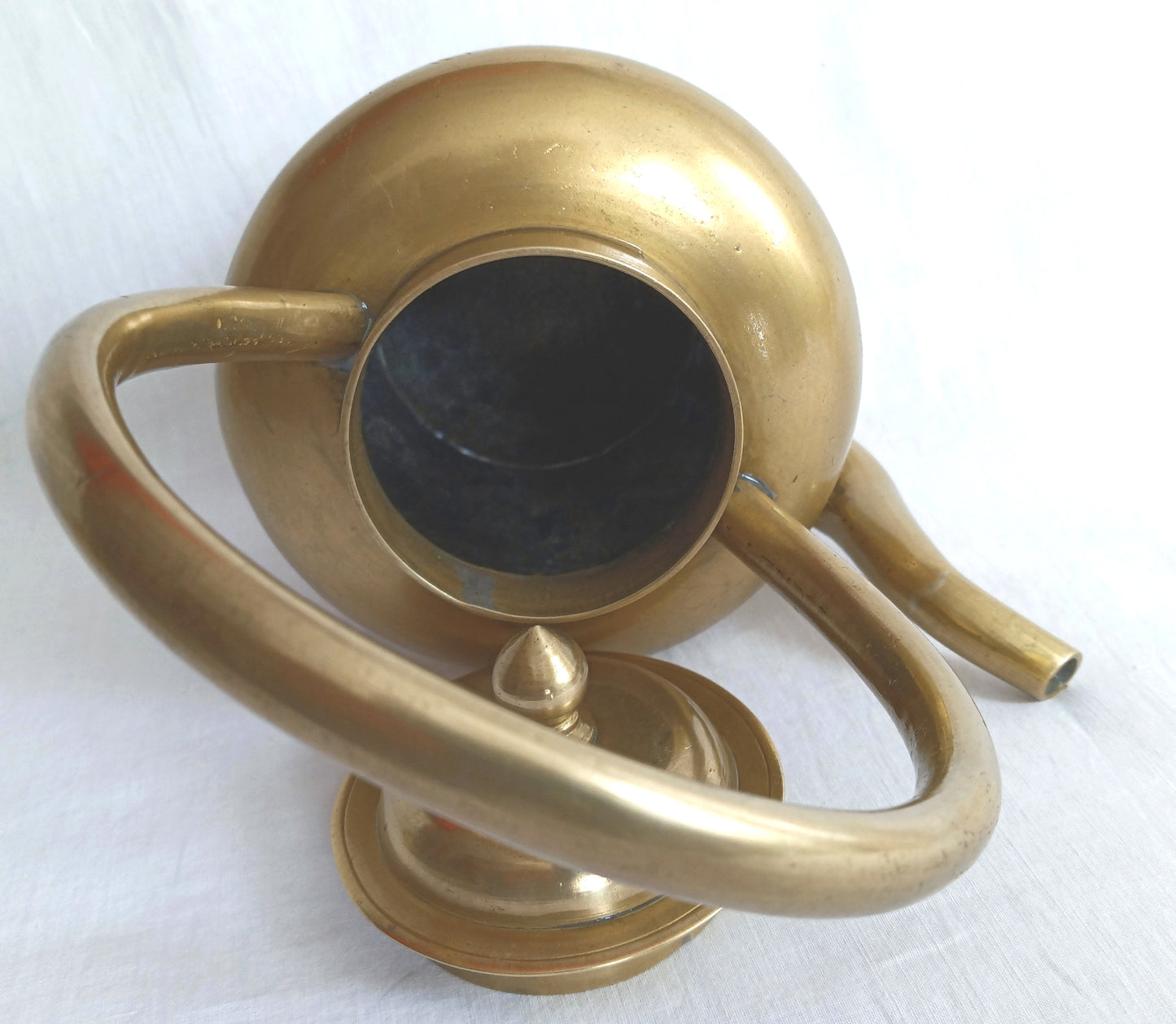 Vintage Solid Brass Small Teapot Lidded Kettle with Handle Etched Floral Design Gooseneck Spout Pot Farmhouse Cottage Kitchen Home Decorative Retro Teapot