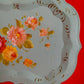 Vintage Mid-Century Rectangular Tole Metal Extra Large Tray Hand Painted Roses Scallop Edge Toleware Wall Hanging Folk Art Shabby Chic Décor