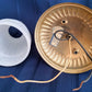 Vintage Sconce Indoor Single Light Flush Mount Wall Polished Brass Arm Electric Fixture w/ Milk Glass Bell Shape Lampshade