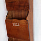 Vintage Handcrafted Carved Wooden Mail Holder Sorter Letters Bills 3 Slots Brass Shield Accent 3 Hooks Wall Organizer Hanging Shelf - Japan