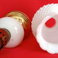 Vintage Mid Century Lamp Porcelain Body Hobnail Milk Glass Pattern Tulip Shape Shade Round Brass Base Small Lamp Retro Lighting