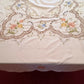 Vintage Elegant Tablecloth Crochet Lace Embroidered Floral Beige Linen Cotton Medallion Rectangle Dining Table Cover 66” W x 82“L