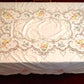 Vintage Elegant Tablecloth Crochet Lace Embroidered Floral Beige Linen Cotton Medallion Rectangle Dining Table Cover 66” W x 82“L