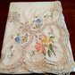 Vintage Elegant Tablecloth Crochet Lace Embroidered Floral Beige Linen Cotton Medallion Rectangle Dining Table Cover 66” W x 82“L