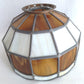 Vintage Handcrafted Hanging Lampshade Tiffany Style Leaded Stained Slag Glass Cream Brown Dome Shape Replacement Globe Ceiling Pendant