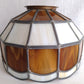 Vintage Handcrafted Hanging Lampshade Tiffany Style Leaded Stained Slag Glass Cream Brown Dome Shape Replacement Globe Ceiling Pendant
