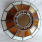 Vintage Handcrafted Hanging Lampshade Tiffany Style Leaded Stained Slag Glass Cream Brown Dome Shape Replacement Globe Ceiling Pendant