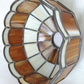Vintage Handcrafted Hanging Lampshade Tiffany Style Leaded Stained Slag Glass Cream Brown Dome Shape Replacement Globe Ceiling Pendant