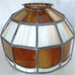Vintage Handcrafted Hanging Lampshade Tiffany Style Leaded Stained Slag Glass Cream Brown Dome Shape Replacement Globe Ceiling Pendant