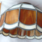 Vintage Handcrafted Hanging Lampshade Tiffany Style Leaded Stained Slag Glass Cream Brown Dome Shape Replacement Globe Ceiling Pendant