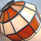 Vintage Handcrafted Hanging Lampshade Tiffany Style Leaded Stained Slag Glass Cream Brown Dome Shape Replacement Globe Ceiling Pendant