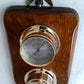Vintage Weather Station Instrument Set Thermometer Barometer Humidity Brass Gauges Oak Plaque Eagle Figurine-Springfield USA