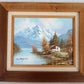 Vintage Oil Painting on Canvas Autumn Fall Mountain Scene Lake Landscape Wooden Frame Artwork Painting Wall Art Signed W. Chapman