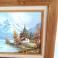 Vintage Oil Painting on Canvas Autumn Fall Mountain Scene Lake Landscape Wooden Frame Artwork Painting Wall Art Signed W. Chapman