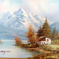 Vintage Oil Painting on Canvas Autumn Fall Mountain Scene Lake Landscape Wooden Frame Artwork Painting Wall Art Signed W. Chapman