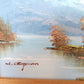 Vintage Oil Painting on Canvas Autumn Fall Mountain Scene Lake Landscape Wooden Frame Artwork Painting Wall Art Signed W. Chapman