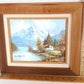 Vintage Oil Painting on Canvas Autumn Fall Mountain Scene Lake Landscape Wooden Frame Artwork Painting Wall Art Signed W. Chapman