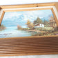Vintage Oil Painting on Canvas Autumn Fall Mountain Scene Lake Landscape Wooden Frame Artwork Painting Wall Art Signed W. Chapman