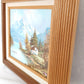 Vintage Oil Painting on Canvas Autumn Fall Mountain Scene Lake Landscape Wooden Frame Artwork Painting Wall Art Signed W. Chapman