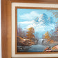 Vintage Oil Painting on Canvas Autumn Fall Mountain Scene Waterfall Landscape Wooden Frame Artwork Painting Wall Art Signed by Artist