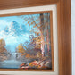 Vintage Oil Painting on Canvas Autumn Fall Mountain Scene Waterfall Landscape Wooden Frame Artwork Painting Wall Art Signed by Artist