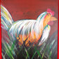 Oil Painting on Canvas Colorful Rooster Wall Art Stretched Canvas over Wood Abstract Artwork Animal Art Country Farmhouse Décor-NOS