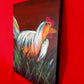 Oil Painting on Canvas Colorful Rooster Wall Art Stretched Canvas over Wood Abstract Artwork Animal Art Country Farmhouse Décor-NOS