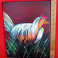 Oil Painting on Canvas Colorful Rooster Wall Art Stretched Canvas over Wood Abstract Artwork Animal Art Country Farmhouse Décor-NOS
