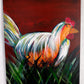 Oil Painting on Canvas Colorful Rooster Wall Art Stretched Canvas over Wood Abstract Artwork Animal Art Country Farmhouse Décor-NOS