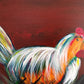 Oil Painting on Canvas Colorful Rooster Wall Art Stretched Canvas over Wood Abstract Artwork Animal Art Country Farmhouse Décor-NOS