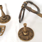 Set of 2 Bathroom Accessories Brass Resin Double Rings Towel Stand Tumbler &Toothbrush Holder Neo Classical Ornate Pedestal Style BF 118
