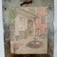 Antique Handcrafted Roofing Slate Vintage Lithograph Print Archie Boyd Brulator Court New Orleans Wall Art Signed Arch