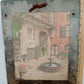 Antique Handcrafted Roofing Slate Vintage Lithograph Print Archie Boyd Brulator Court New Orleans Wall Art Signed Arch